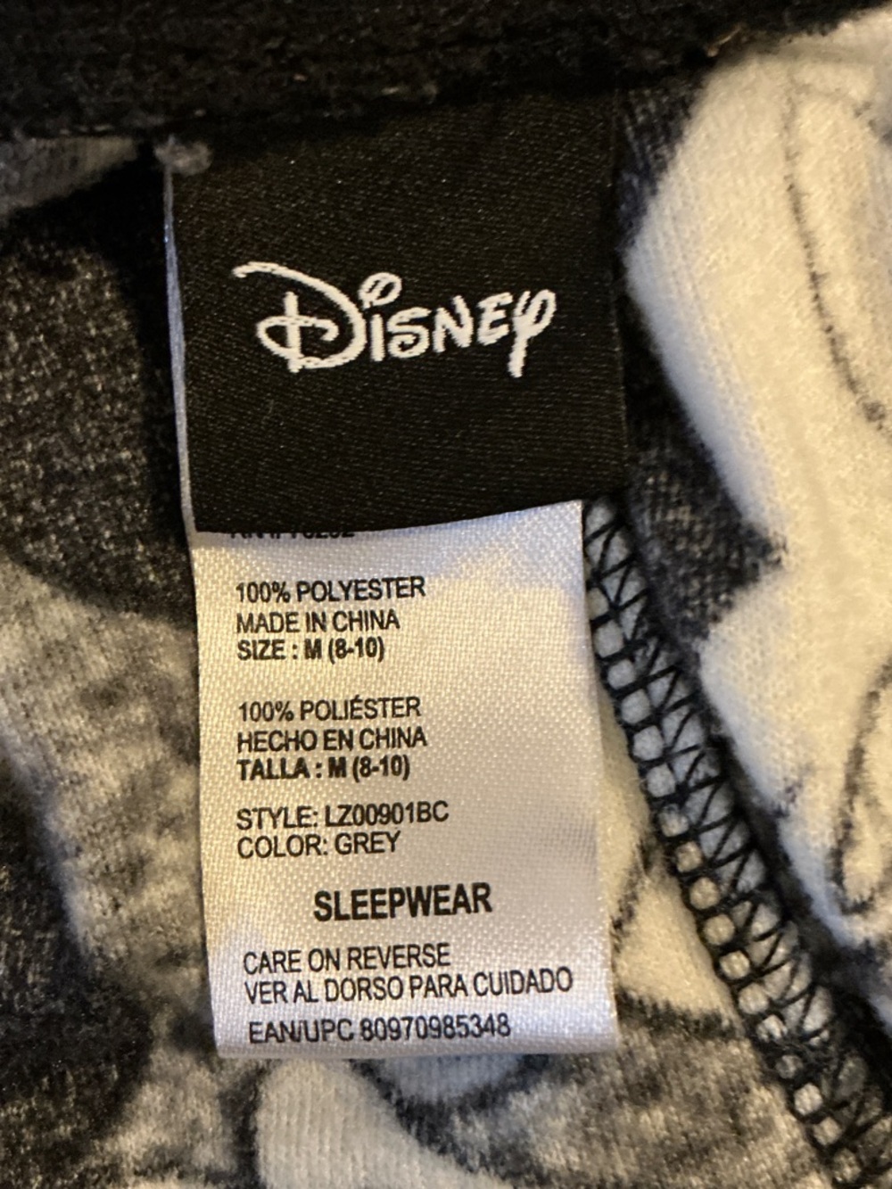 Disney Black & Grey Mickey Mouse Face Print Joggers - Picture 2 of 3